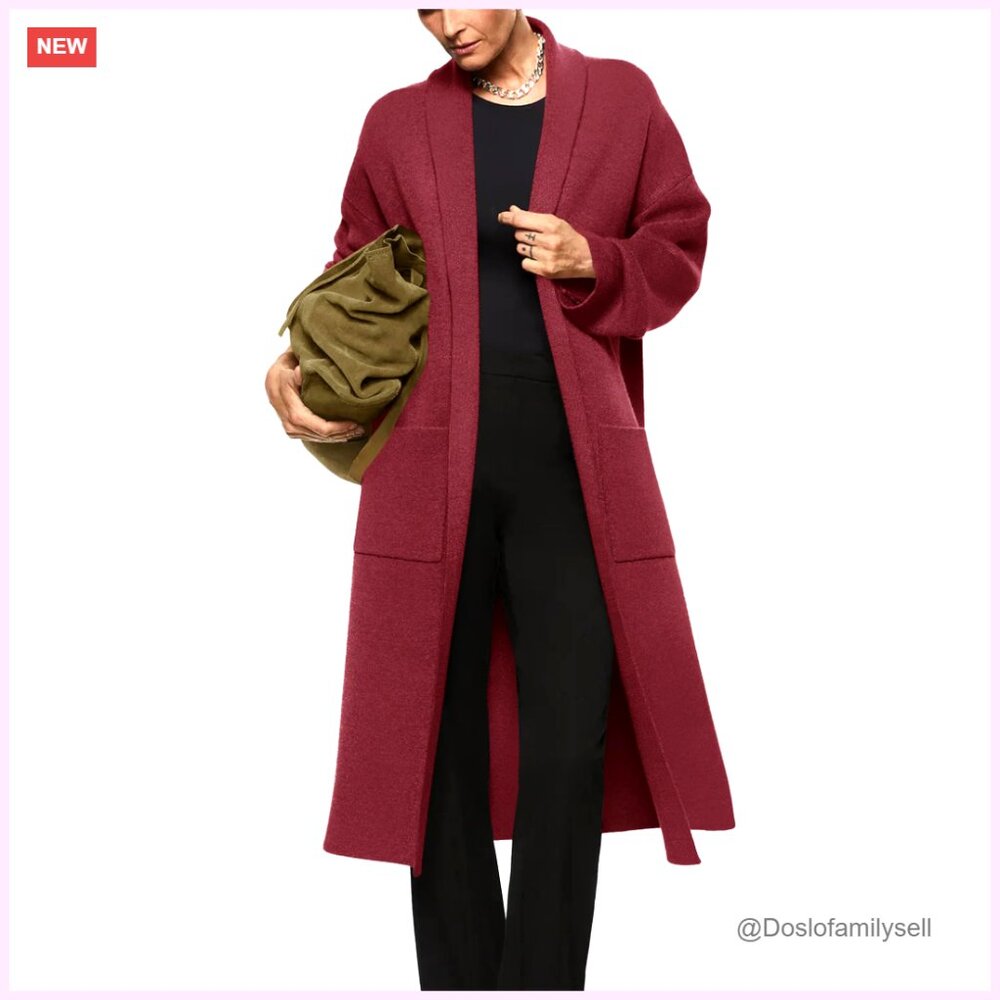 Oversized Maxi Cardigan Long Sleeve Open Front Knitted Sweater Coat Chic